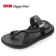 Модные пляжные сандалии; Мужская Летняя обувь на плоской подошве; нескользящие мужские пляжные сандалии; Мужская Брендовая обувь; Цвет черный, синий; K252