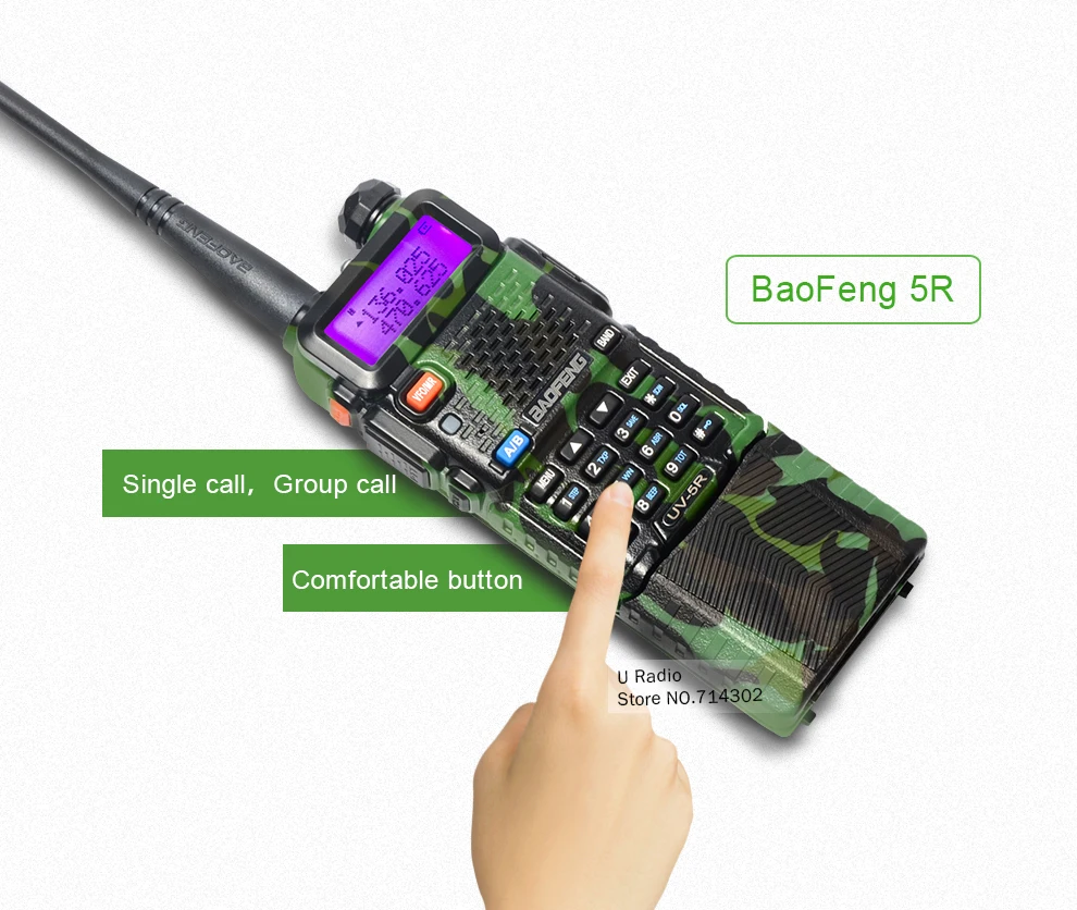 BAOFENG UV-5R рация с 3800 мАч литий-ионная батарея камуфляж 136-174/400-520 МГц двухдиапазонный двухстороннее радио VHF/UHF UV5R