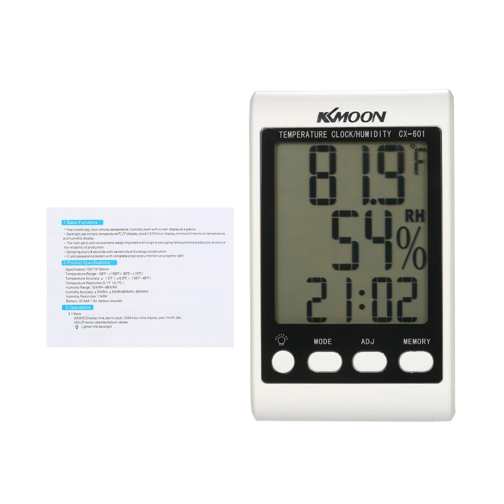 KKmoon цифровой термометр-гигрометр Температура измеритель влажности метеостанции Температура инструменты будильник Подсветка