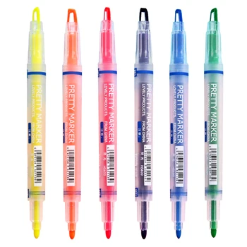 

36 pcs Dual-side highlighter pen Fluorecent marker for paper fax Stationery office School supplies Canetas escolar FB857