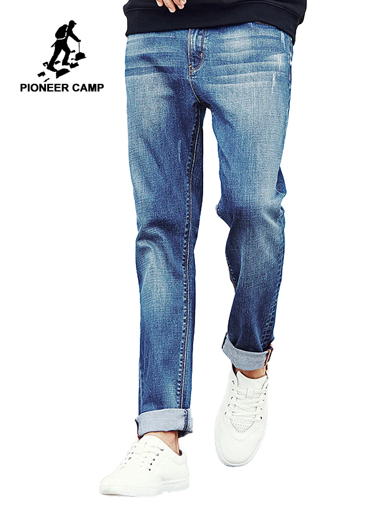 Пионерский лагерь новых осенью известный бренд Для мужчин Зауженные джинсы Для мужчин Street Хлопковые джинсы Homme мягкий карандаш брюки
