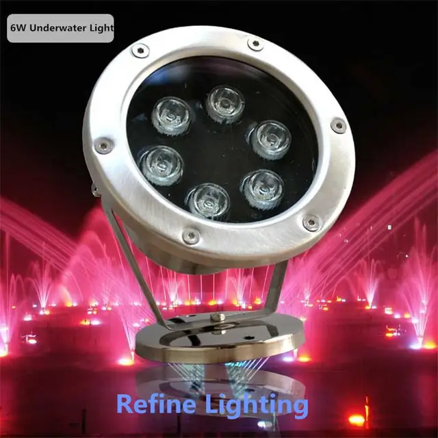 RGB LED Underwater Light 6W Stainless Steel Pool Lamp Swimming ... RGB LED Underwater Light 6W Stainless Steel Pool Lamp Swimming ...