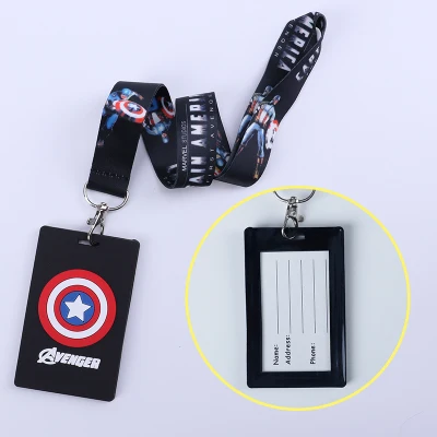  new 1 pcs Cartoon Captain America pvc Lanyard Key Chains Card Holders Bank Card Neck Strap Card Bus