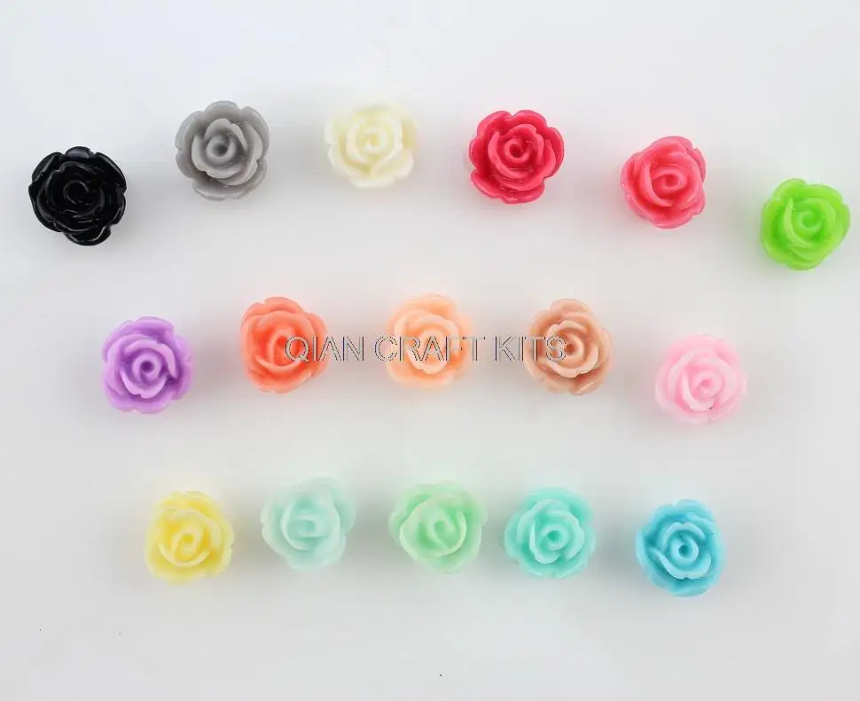 400pcs- Teeny Tiny Mixed Color Rose Cabochons, Rose Shaped Flatback Cabochons 10mm pastel color