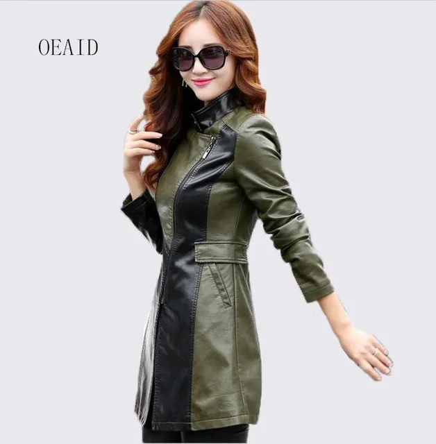 Aliexpress.com : Buy Fashion Long Leather Jacket Women Leather ...