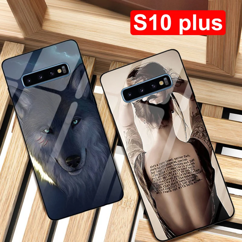 

For Samsung galaxy S10 plus case S10plus G9750 Tempered Glass Silicone TPU Frame Glass Hard Cover For Samsung S10+ phone Cases
