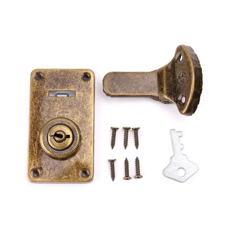 

Bronze Tone Leather Suitcase Buckle Box Vintage Metal Lock Antique Toggle Hasp Latch