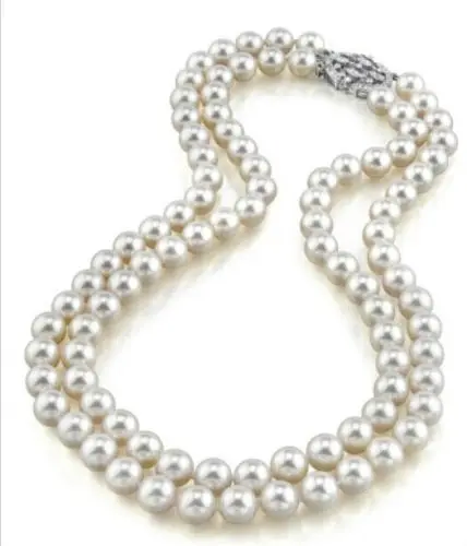 

FREE SHIPPING>>>@@ > N1745 double strand 8-9mm south sea white pearl necklace