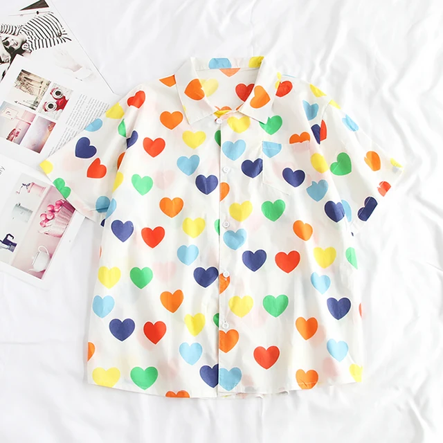 Kawaii Summer Woman Shirt With Hearts 3