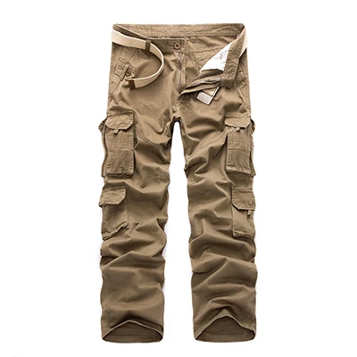 khaki ZYFG free, мужские брюки, средняя талия, повседневные, простые, комбинезоны, брюки, свободные штаны, много карманов, декоративные, смесь хлопка, мужская одежда - Цвет: khaki