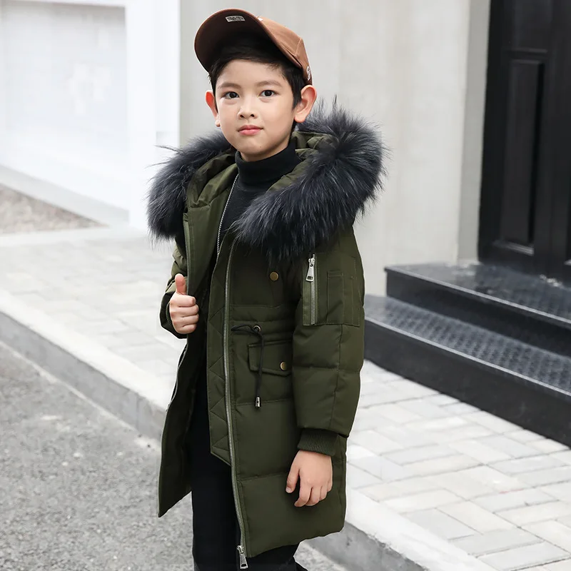 

Girls Down Coat Long Children Kids Parka Jackets 2018 Warm Teenage Girls Winter Coats with Big Fur Hooded Size 6 8 10 12 14