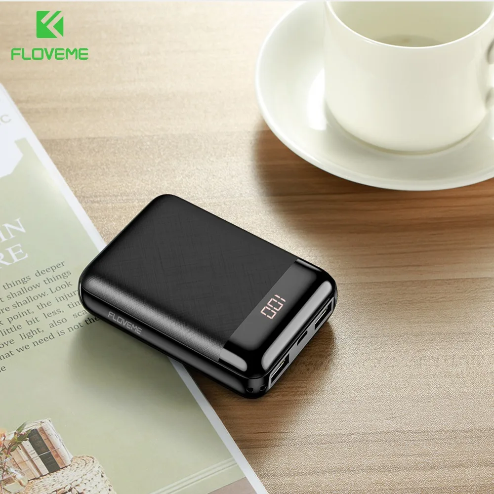 Портативное зарядное устройство FLOVEME 2 USB 10000 мАч 5 В А мини аккумулятор для Samsung S10E