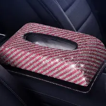 Полностью Алмазный кристалл кожа Блестящий Стразы автомобиль солнцезащитный козырек полиуретановая кожа коробка авто клип держатель бумажные салфетки, аксессуары