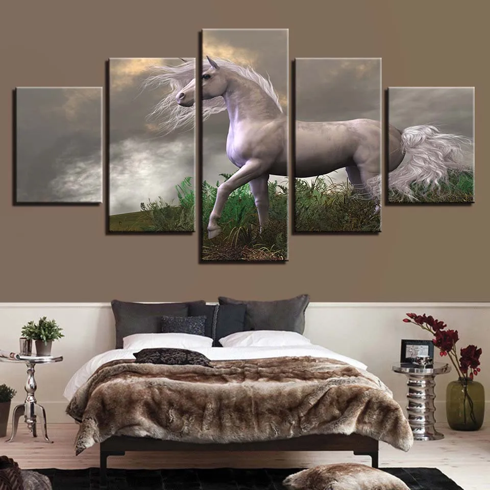 

Frame Canvas Painting HD Prints Home Decor 5 Pieces Animal Horse Wall Art Living Room Modular Pictures Artwork Creative Poster