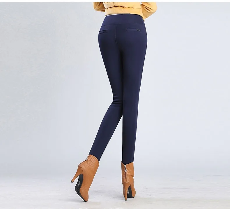 FSDKFAA зимние штаны женские офисные плотные теплые флисовые узкие брюки с высокой талией Стрейчевые черные белые брюки размера плюс леггинсы