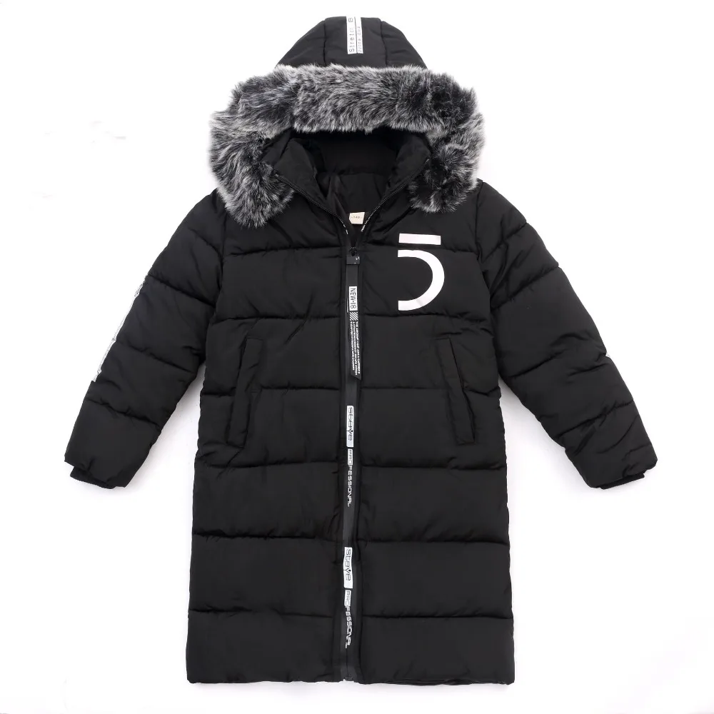 Children Winter Warm Jackets Boys Big Fur Collar Hooded Cotton Jacket Children Casual Thickenging Outerwear Coats