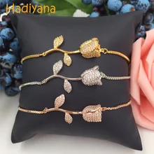 Hadiyana, розовое золото, кубический цирконий, модный, 3 шт., цвет, цветок, роза, браслет, набор, Регулируемая Медь, для женщин, подарок, SL338-S