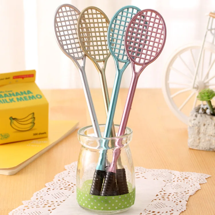 

2PCS/LOT GENKKY kawaii Stationery office supplies creative badminton racket Gel Ink pen, insert sets of pen