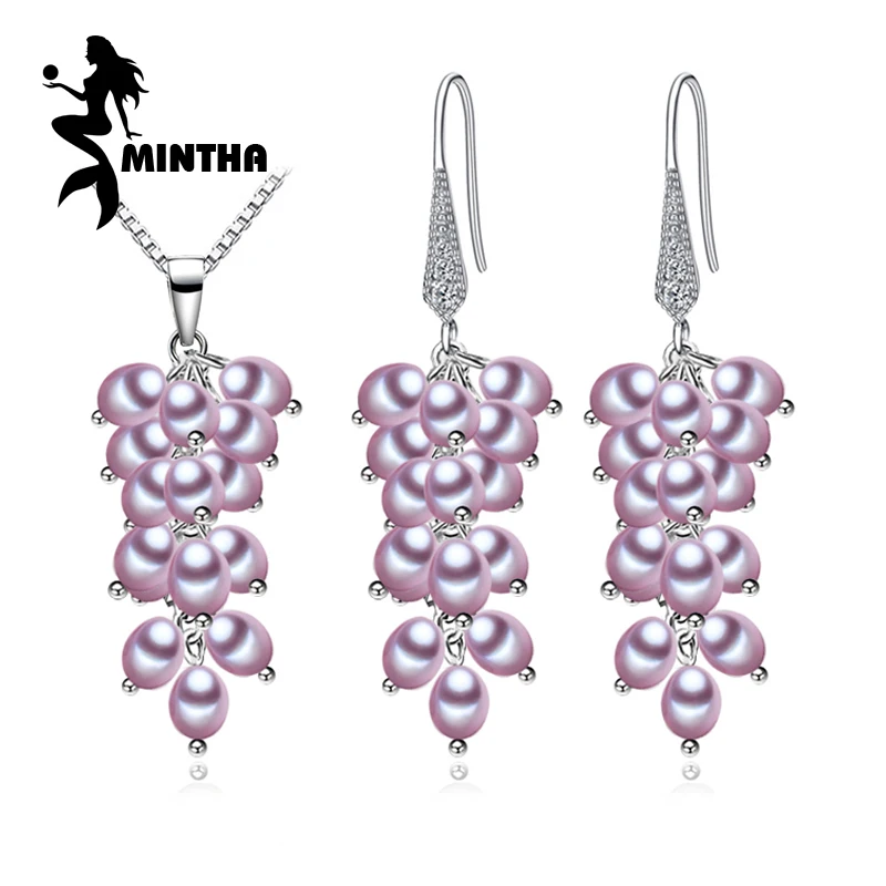 Серьги из жемчуга MINTHA длинные серьги 925 пробы серебряные Ювелирные наборы для