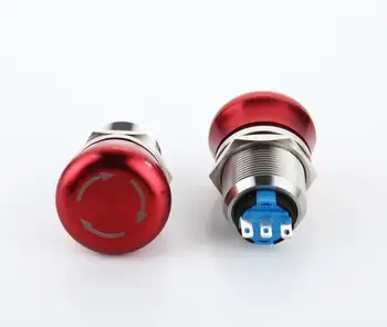 

22mm Metal aluminum Emergency stop switch Push Button Switch latching 1NO 1NC Car press button pin terminal