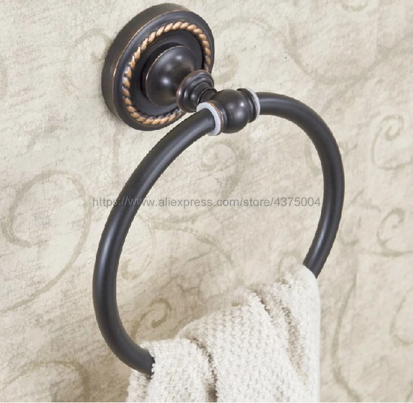 Bathroom towel holder, brass Wall-Mounted Round Black Oil Rubbed Brass Towel Ring ,Towel Rack Nba214