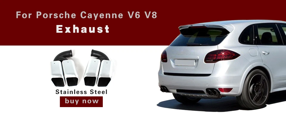 Концевой глушитель из нержавеющей стали для автомобиля Porsche Cayenne V6 V8 2011-, 2 шт., Квадратный Круг, черный и белый цвета