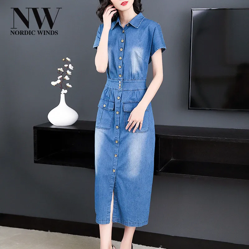 pencil denim dress