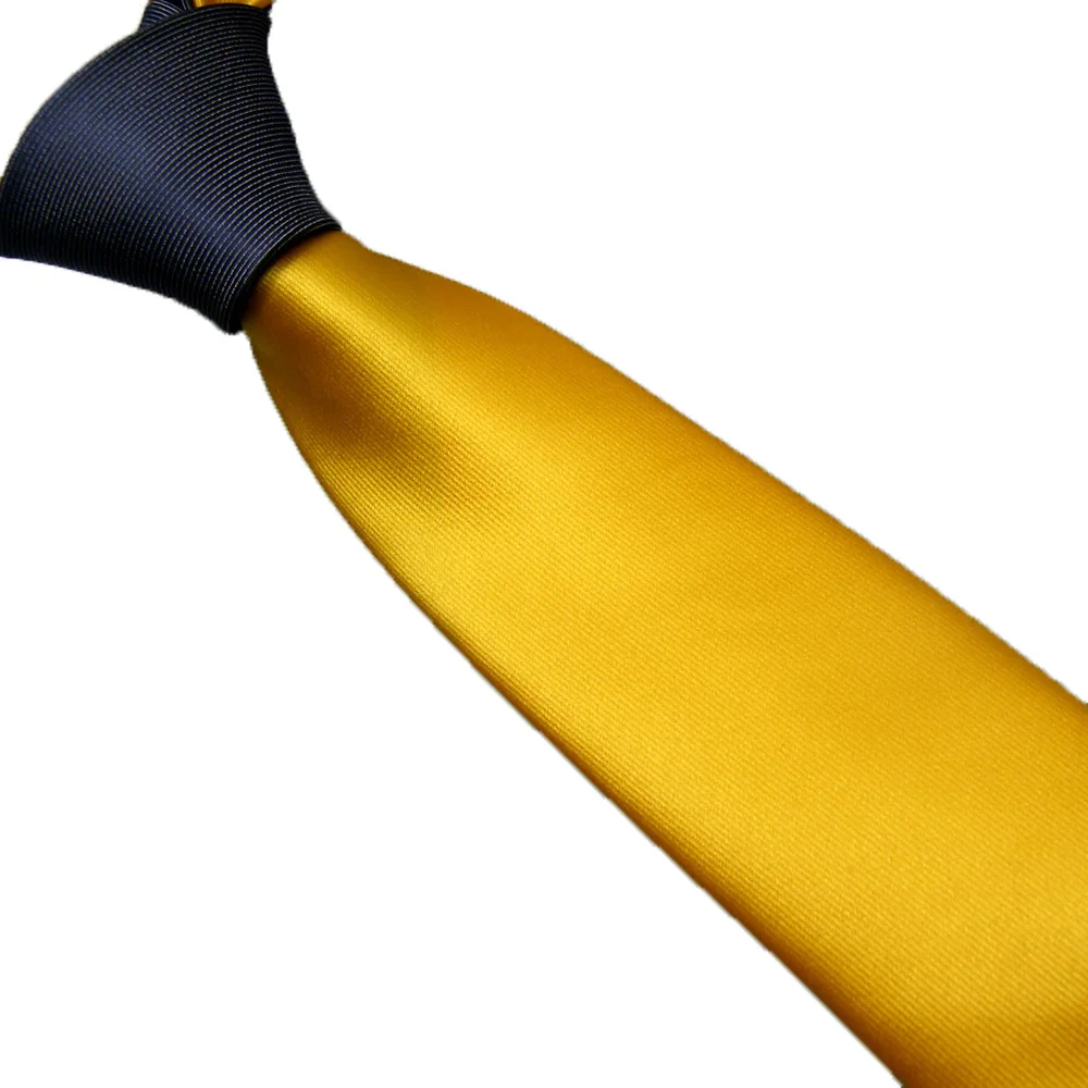 

LAMMULIN Men's Ties Fashion Design Gray Knot Contrast Yellow Two Tone Neck Tie Patchwork Microfiber NeckTie Skinny Tie 6cm