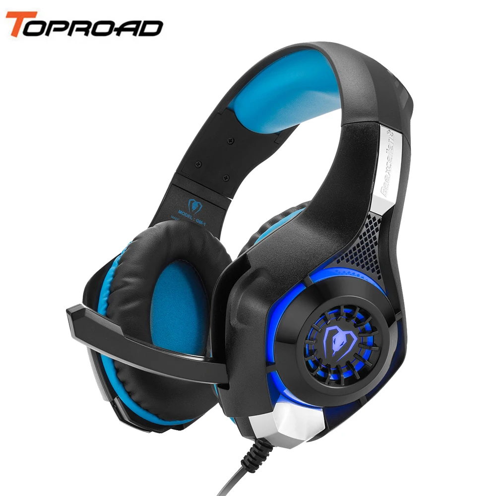 

TOPROAD Game Headphone Headband Gaming Headset 3.5mm Earphones with Microphone LED Light for PS4 Laptop Tablet Mobile Phones PSP
