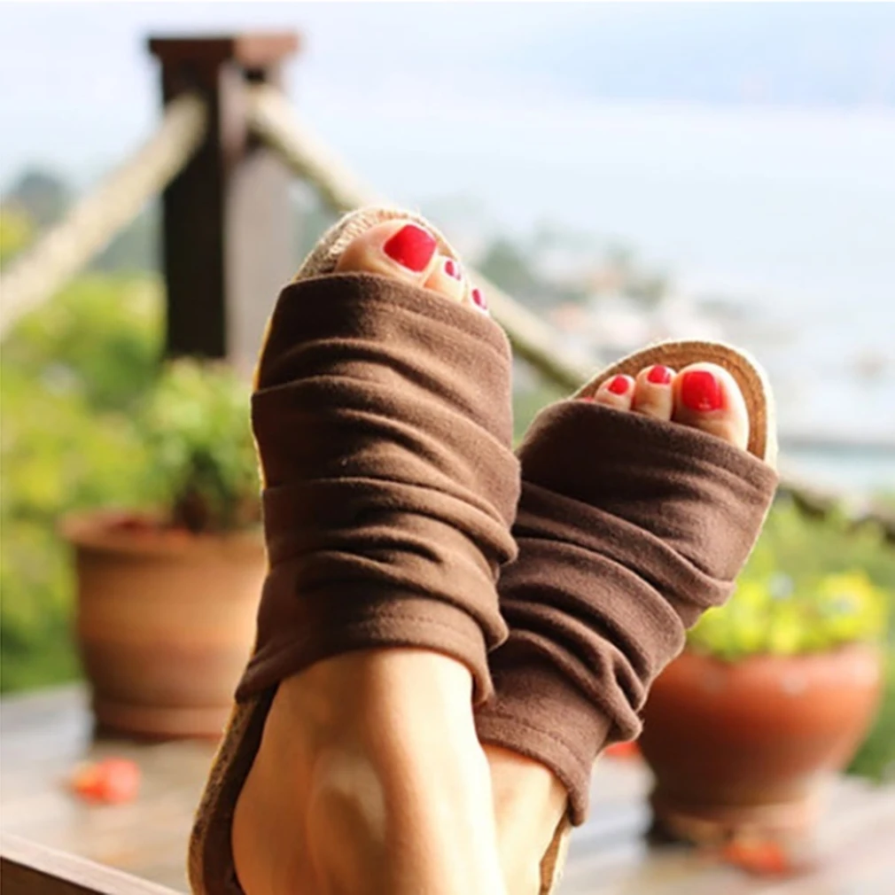

Women Sandals Slippers 2019 Fashion Women Summer Beach Roman Sandalia Feminina Linen Soles Flat Sandals Flip Flops female Shoes