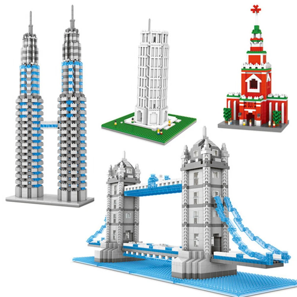 

Scenic spots World famous architecture Building Blocks Street View Taipei 101 Tower bridge twin towers block toys for children