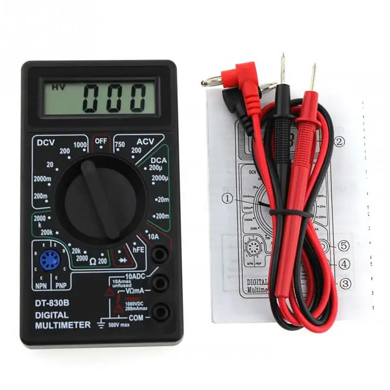 

New Arrive DT-830B Multimeter LCD Auto Range Digital Voltmeter Ohmmeter Volt Tester New -Y103 Digital Handheld Multimeter LCD