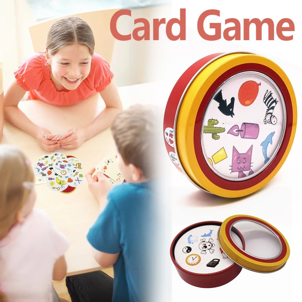 New Funny Spot Board Game 55 Cards/set Paper English Card Game Metal Box Family Party Entertainment Board Games for Adults Child