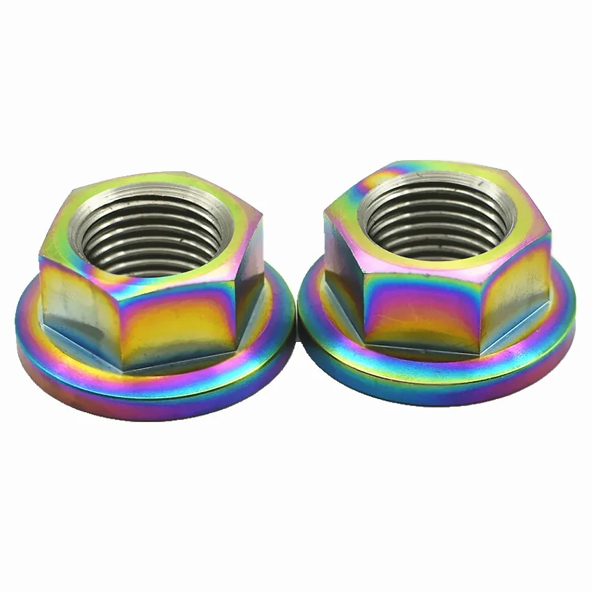 

Ti Screw Nut M5 M6 M8 M10 Motorcycle Grade 5 Titanium Flange Nut Hexagon DIY Modified Titanium Screw Nuts Ti Fastener 4/6pcs