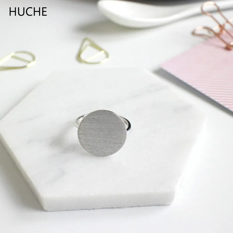 

HUCHE Boho Jewelry Big Circle 925 Sterling Silver Jewelry Open Rings for Women Resizable Engagement Fashion Jewelry Gift HC023