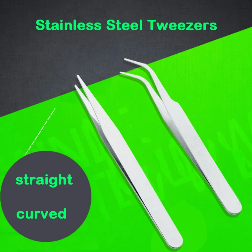 

1PC Stainless Steel Industrial Anti-Acid Tweezers Straight Curved Forceps Watchmaker Repair Tools Nail Eyebrow Repairing Tweezer
