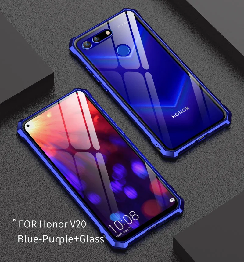 OMEVE для huawei Honor 20 Pro Чехол металлический сплав рамка бампер прозрачное закаленное стекло задняя крышка для Honor 20 20i V20 чехол для телефона