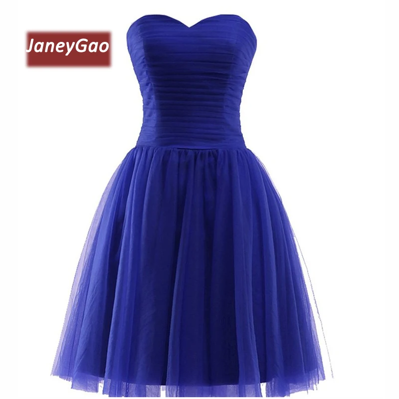 

JaneyGao Short Prom Dresses For Women Elegant Tulle Sweetheart Sleeveless White Royal Blue Green Red Women Formal Prom Gown 2019