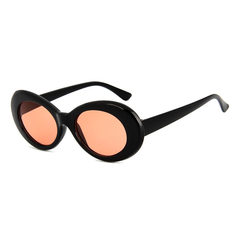 Винтажные Овальные Солнцезащитные очки для женщин и мужчин, фирменный дизайн, хип-хоп, хиппи, панк, белые, черные солнцезащитные очки, UV400 - Цвет линз: C5black-orange red