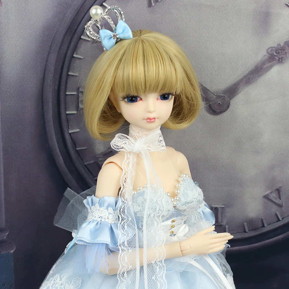 

MMGIRL BJD DOLL fortune days 1/4 45cm with/without clothes with short blonde wavy hair with makeup dress shoes
