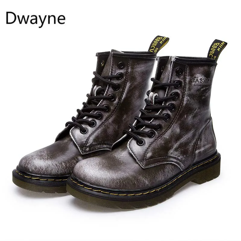 

Dwayne Men Motorcycle Boots Vintage Combat Boot Winter Fur 2018 New Cow Split Leather Waterproof Buckle Military Boots Men Shoes