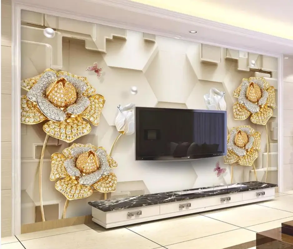 Custom any size photo Simple jewel flower wall modern wallpaper for living room Custom any size photo Simple jewel flower wall modern wallpaper for living room