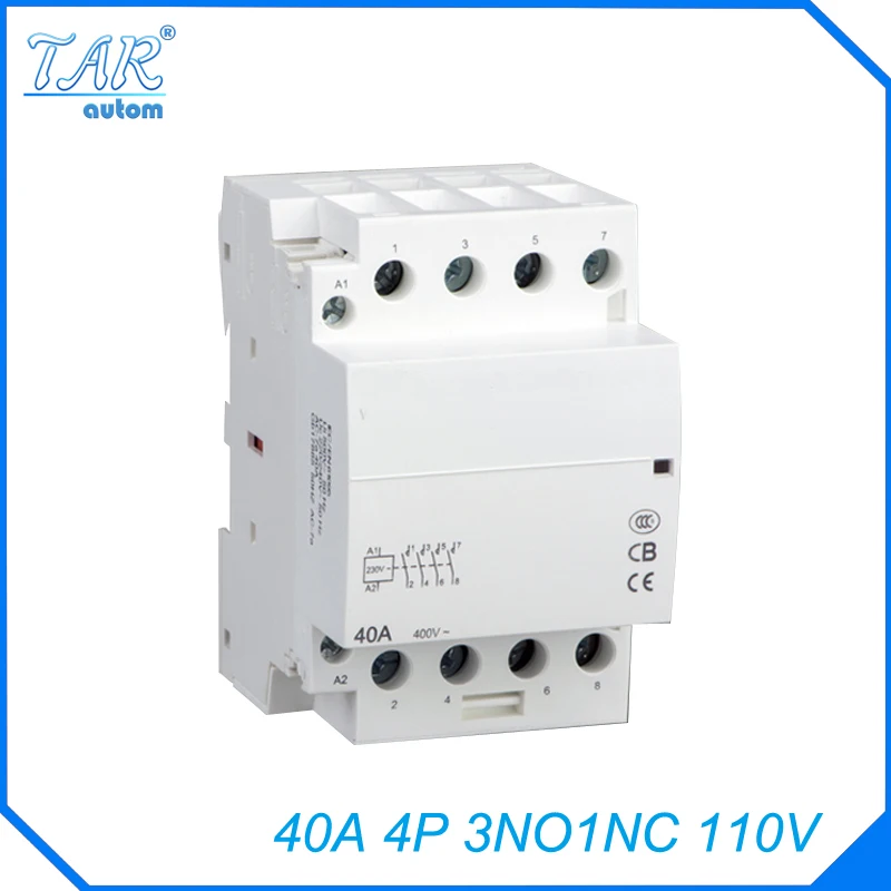 

3NO 1NC WCT-40A 4P modular charging pile with household AC contactor guide rail installation 110V