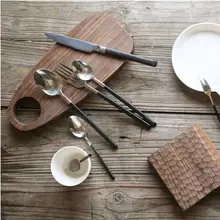 Набор ножей и вилок для стейка из нержавеющей стали, Западная ложка с гальваническим покрытием, набор ножей и вилок из черного тауруса