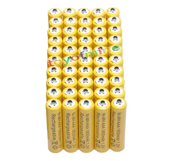 

50x AAA 1800mAh 3A 1.2 V Ni-MH Yellow Rechargeable Battery Cell for MP3 RC Toys