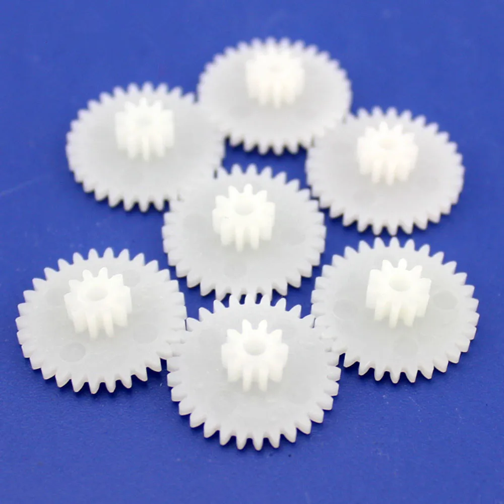 10pcs/pack J381 White Plastic Bi-layer Gears Double-deck Reduction Gears Model Toys Making Russia