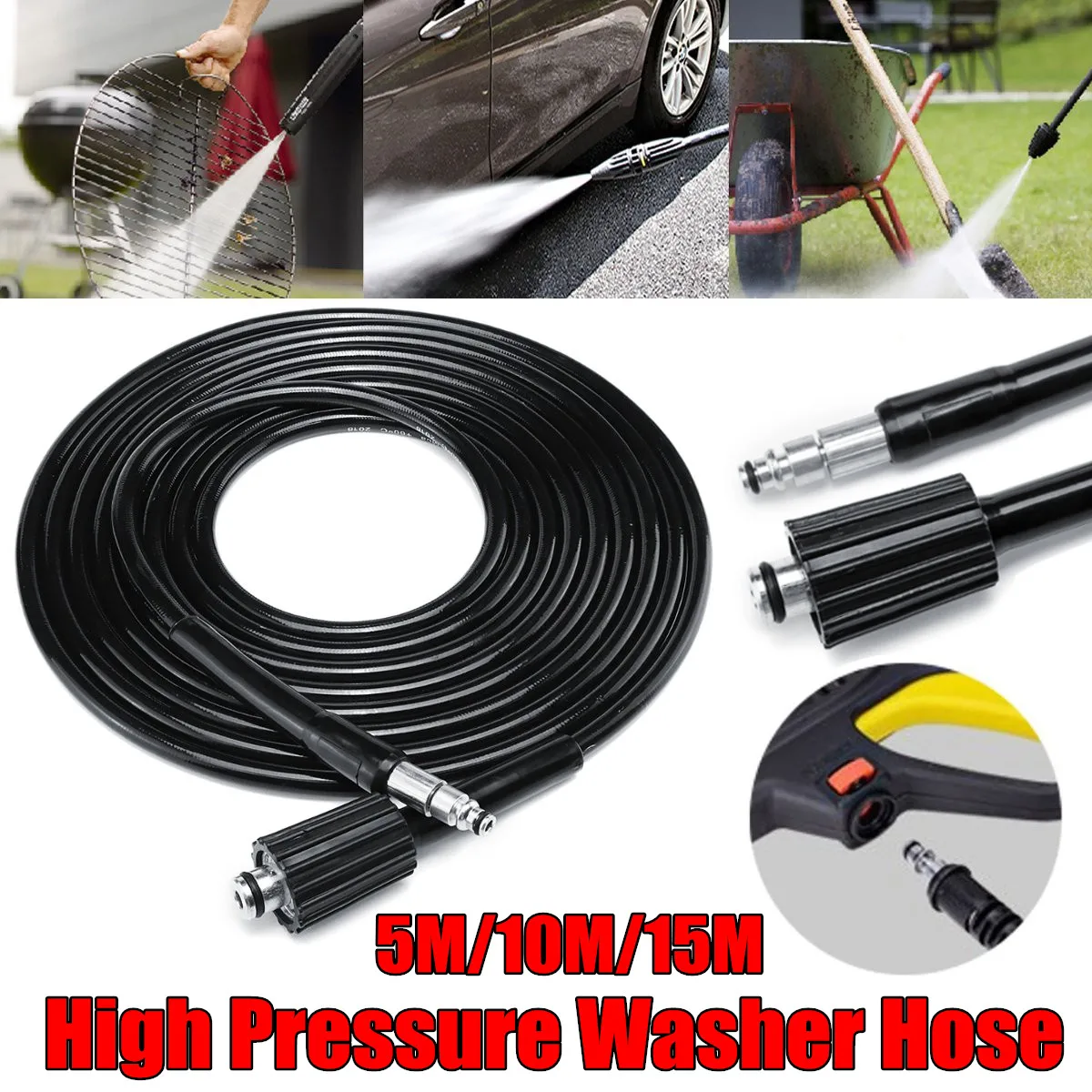 

5 meters High Power Pressure Washer Water Cleaning Hose Extension Hose Washing Tube For New Black For Decker PW1500