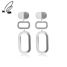 

By Kelly Geometric Stainless Steel Long Crystal Earrings Drop Earrings 2018 For Women Female Bijoux Brincos Silver Color Jewelry