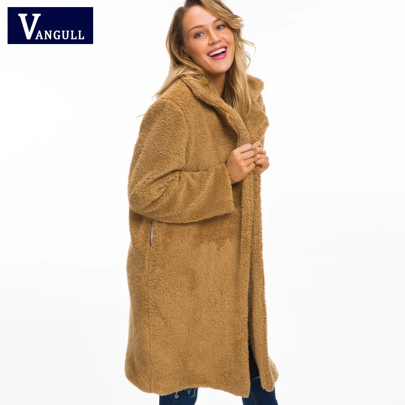 Vangull/длинное меховое пальто для женщин, зимние пушистые меховые пальто, Элегантная куртка оверсайз, Длинные куртки, новинка 2018 года, модная