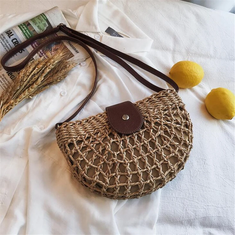 جديد الصيف الروطان أكياس النساء السرج القش حقيبة كتف اليدوية Crossbody حقيبة سيدة حقائب المنسوجة بوهيميا مخلب 2019